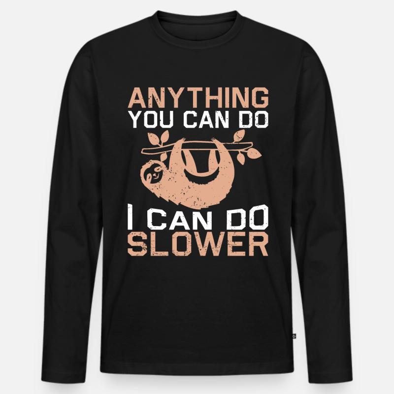Faultier Schlaf Spruch - Männer Premium Bio Langarmshirt - Schwarz