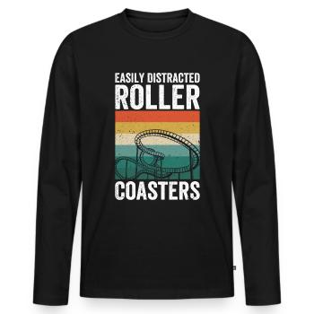 Theme Park Quote for a Theme Park Lover - Men's Premium Organic Long Sleeve Shirt - black - Front - Nico (187cm)