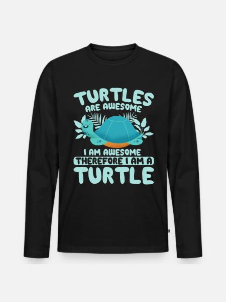 Turtles -Sea Turtle -Hawaiian - Men's Premium Organic Long Sleeve Shirt - black
