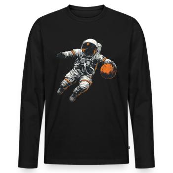 Basketball Astronaut - Men's Premium Organic Long Sleeve Shirt - black - Front - Nico (187cm)