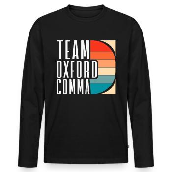 Team Oxford Comma Grammar Police English Teacher - Men's Premium Organic Long Sleeve Shirt - black - Front - Nico (187cm)
