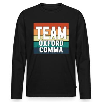 Team Oxford Comma Grammar Police English Nerd - Men's Premium Organic Long Sleeve Shirt - black - Front - Nico (187cm)