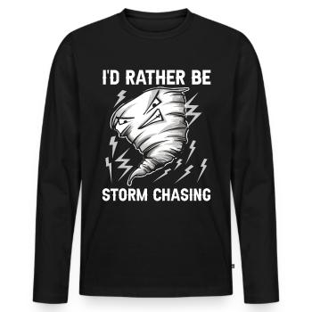 Je préférerais être Storm Chasing Tornado Hurricane - T-shirt manches longues Premium bio Homme - noir - Devant - Nico (187cm)
