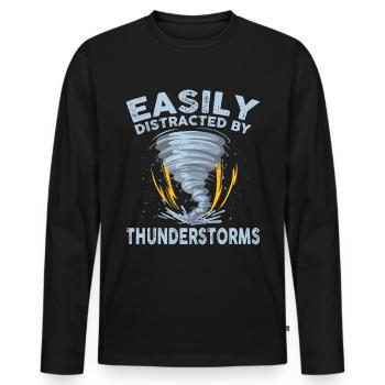 Facilement distrait par les orages - T-shirt manches longues Premium bio Homme - noir - Devant - Nico (187cm)