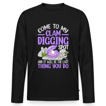 Digging mussels with enthusiasm for mussels - Men's Premium Organic Long Sleeve Shirt - black - Front - Nico (187cm)