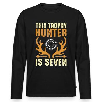 7th Year Hunting Birthday Party for Children, Duck, - Men's Premium Organic Long Sleeve Shirt - black - Front - Nico (187cm)