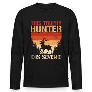 7th Year Hunting Birthday Party for Children, Duck, - Men's Premium Organic Long Sleeve Shirt - black - Front - Nico (187cm)