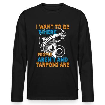 „i Want To Be Where Tarpons Are Fishing Design“ - Männer Premium Bio Langarmshirt - Schwarz - Vorne - Nico (187cm)