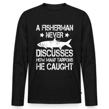 Saltwater Adventure for Tarpon Fishing Enthusiasts - Men's Premium Organic Long Sleeve Shirt - black - Front - Nico (187cm)