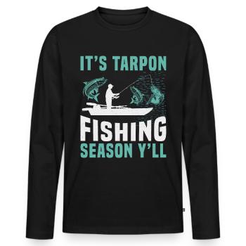 C’est la saison de la pêche au tarpon à tous - T-shirt manches longues Premium bio Homme - noir - Devant - Nico (187cm)