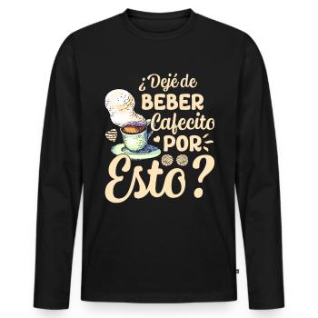 Cafecito Love: Embrace the soul of the - Men's Premium Organic Long Sleeve Shirt - black - Front - Nico (187cm)
