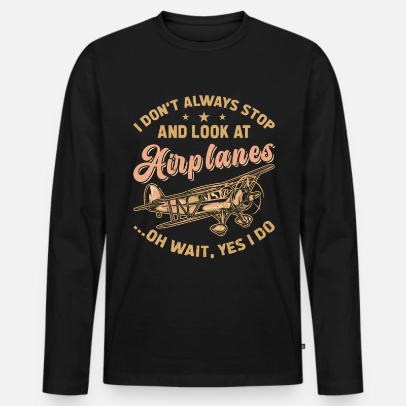 Pilot Flieger Flugzeuge - Männer Premium Bio Langarmshirt - Schwarz