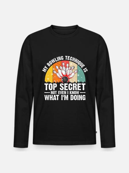 Kegler, bowlingbanerOgså kegler - Premium økologisk langærmet T-shirt til mænd - sort