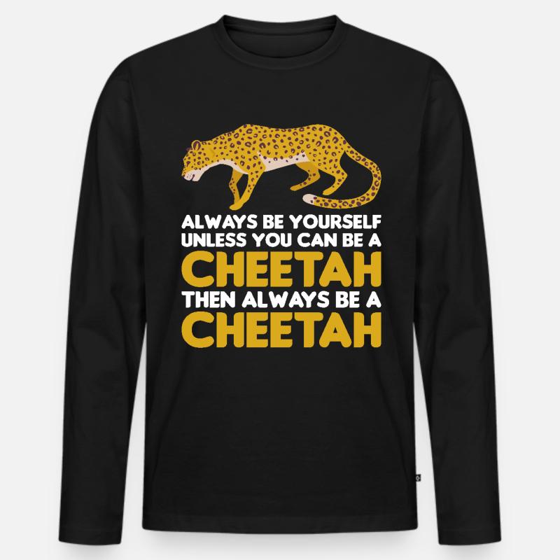 Leopard Portrait Tier - Männer Premium Bio Langarmshirt - Schwarz