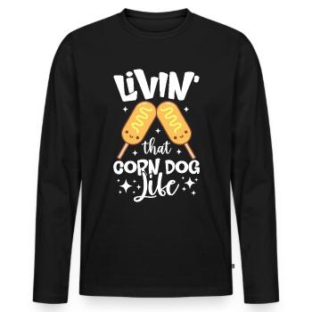 Costume de hot-dog Tenue de camping - T-shirt manches longues Premium bio Homme - noir - Devant - Nico (187cm)