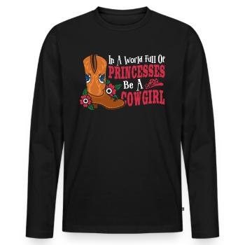 Dans un monde rempli de princesses, soyez un - T-shirt manches longues Premium bio Homme - noir - Devant - Nico (187cm)