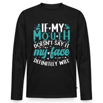 Présenter - T-shirt manches longues Premium bio Homme - noir - Devant - Nico (187cm)