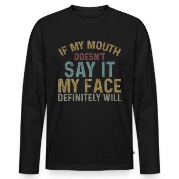 Présenter - T-shirt manches longues Premium bio Homme - noir - Devant - Nico (187cm)