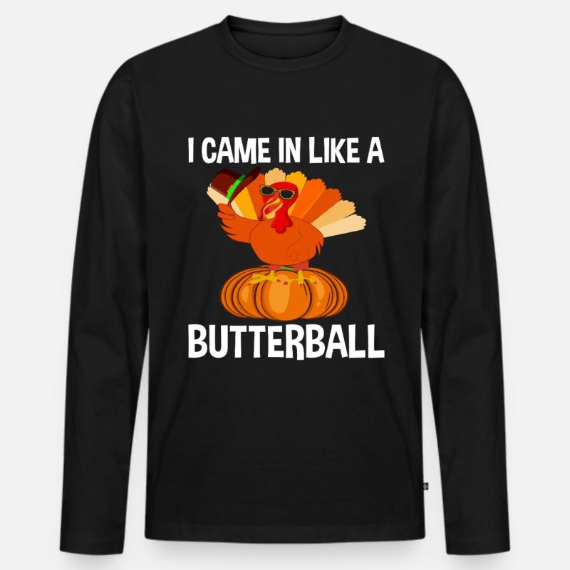Trruthahn Thanksgiving Lustig Design - Männer Premium Bio Langarmshirt - Schwarz