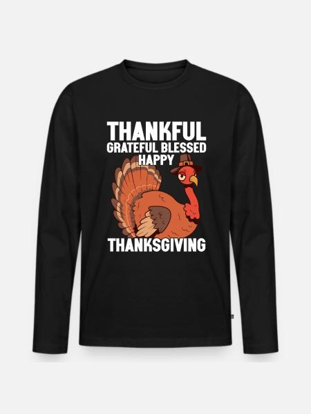 Trruthahn Thanksgiving Funny Design - Men's Premium Organic Long Sleeve Shirt - black
