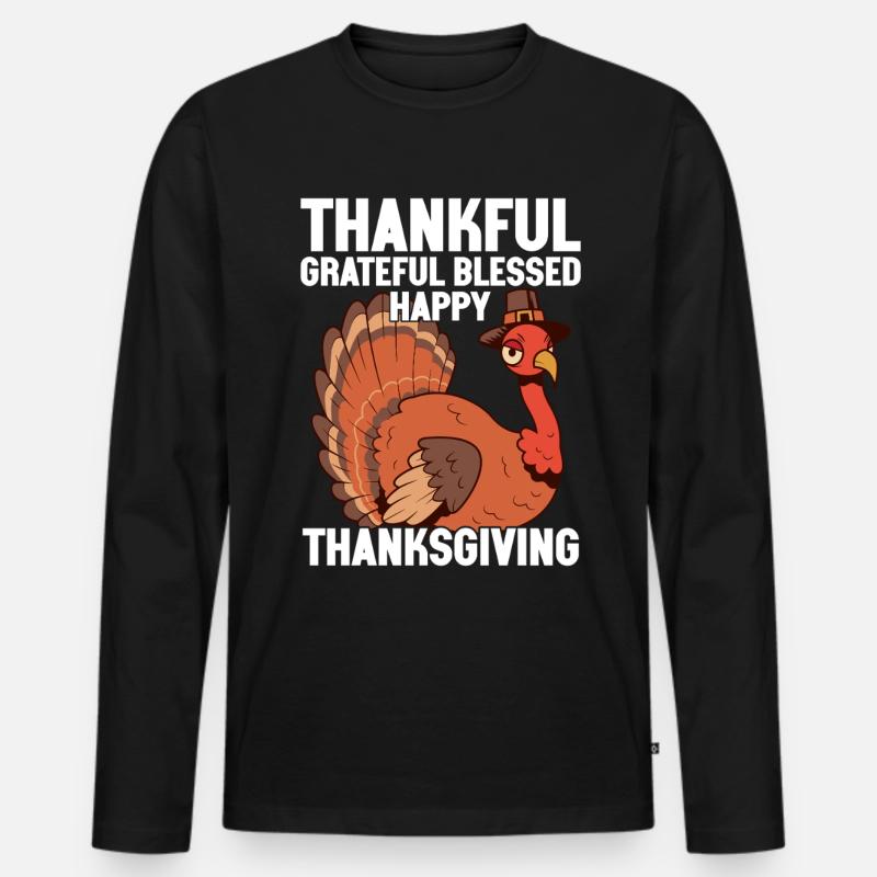 Trruthahn Thanksgiving Lustig Design - Männer Premium Bio Langarmshirt - Schwarz