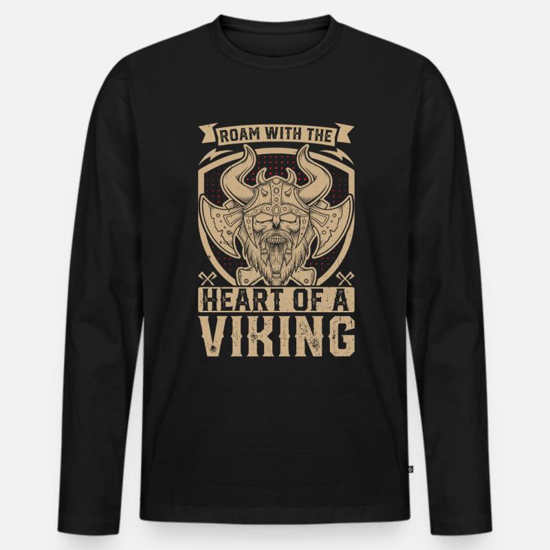 Wikinger Mythos Odin Ravens Huginn - Männer Premium Bio Langarmshirt - Schwarz