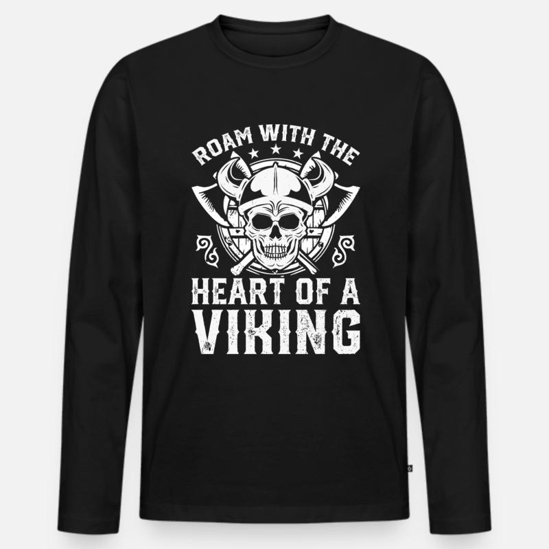 Wikinger Mythos Odin Ravens Huginn - Männer Premium Bio Langarmshirt - Schwarz