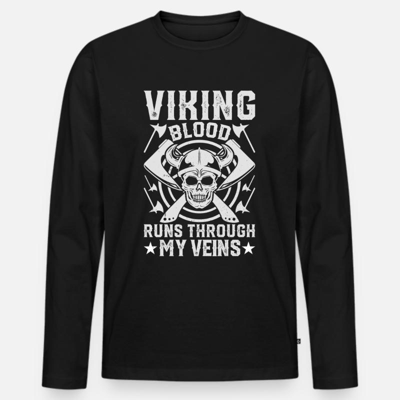 Wikinger Mythos Odin Ravens Huginn - Männer Premium Bio Langarmshirt - Schwarz