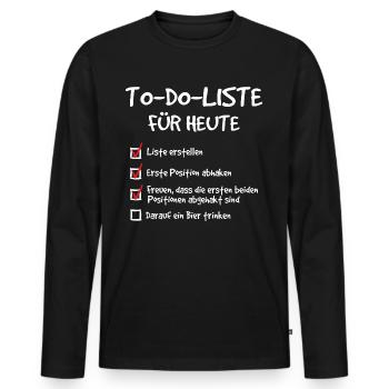 Bier to do Liste abgehakt - RAHMENLOS Geschenk - Männer Premium Bio Langarmshirt - Schwarz - Vorne - Nico (187cm)