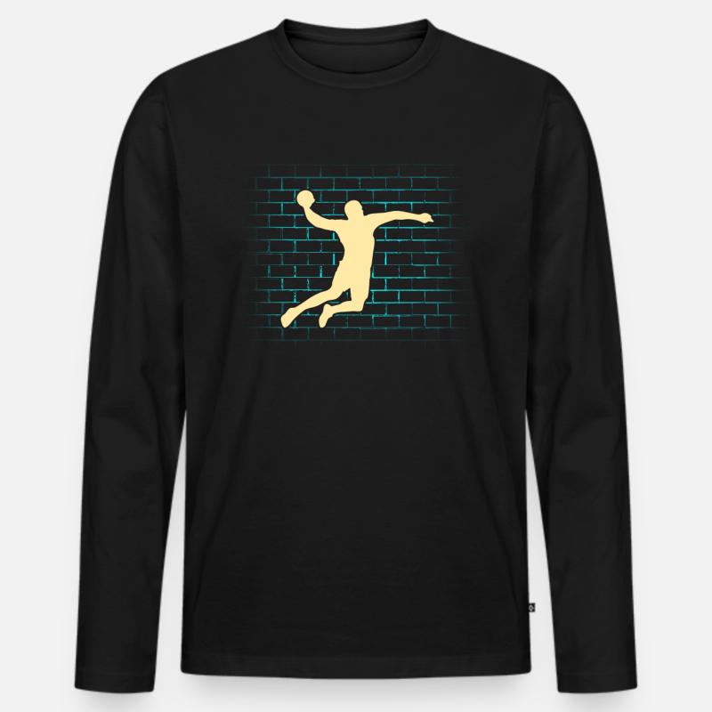 Handball - Männer Premium Bio Langarmshirt - Schwarz