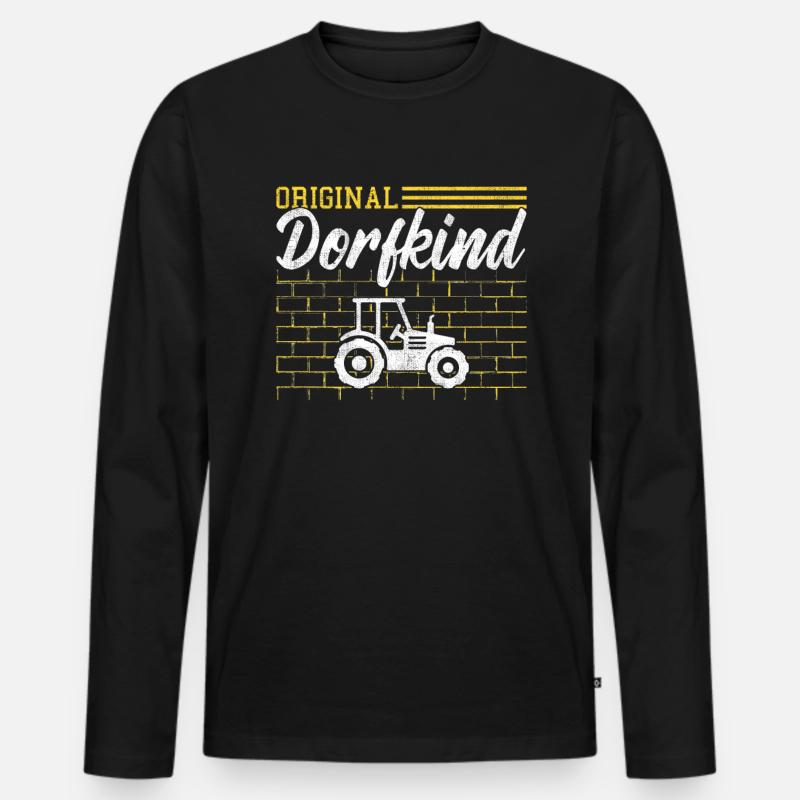 Original Dorfkind - Männer Premium Bio Langarmshirt - Schwarz