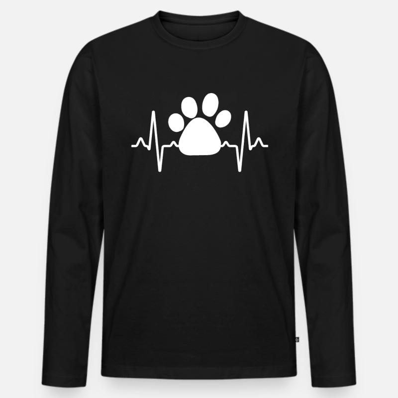 Hunde Pfote Herzschlag - Männer Premium Bio Langarmshirt - Schwarz