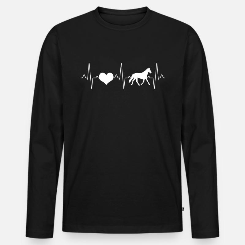 Pferd Herzschlag - Männer Premium Bio Langarmshirt - Schwarz