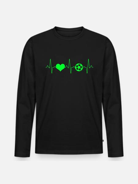 Football Heartbeat - Men's Premium Organic Long Sleeve Shirt - black
