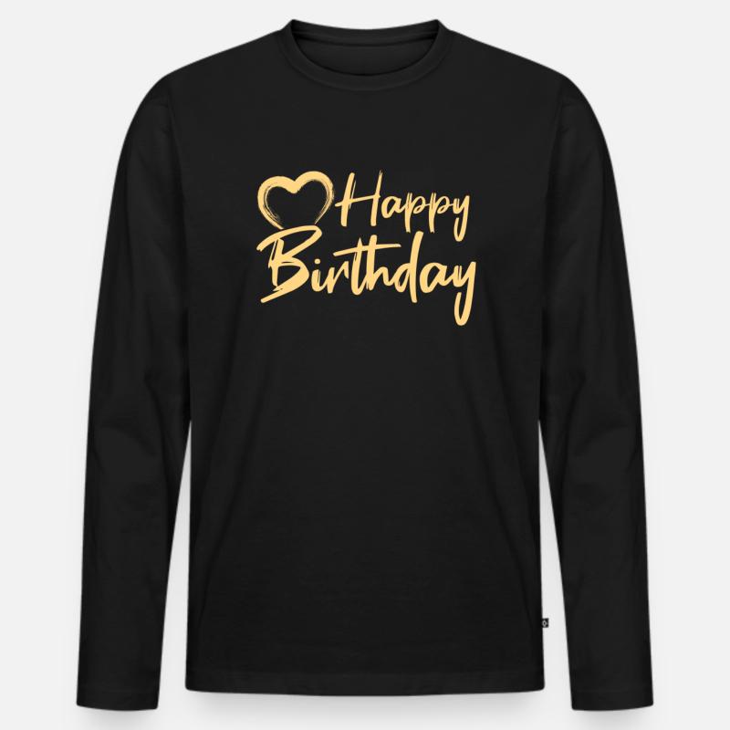 Happy Birthday - Männer Premium Bio Langarmshirt - Schwarz