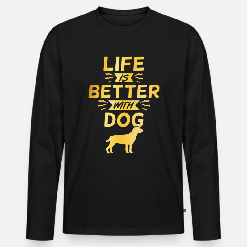 stolzer Hundebesitzer Spruch - Männer Premium Bio Langarmshirt - Schwarz