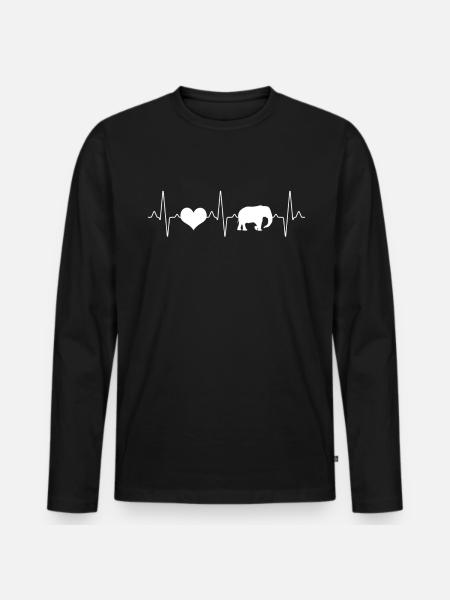 Elephant Heartbeat - Men's Premium Organic Long Sleeve Shirt - black