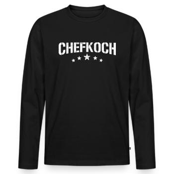 Chefkoch - Männer Premium Bio Langarmshirt - Schwarz - Vorne - Nico (187cm)