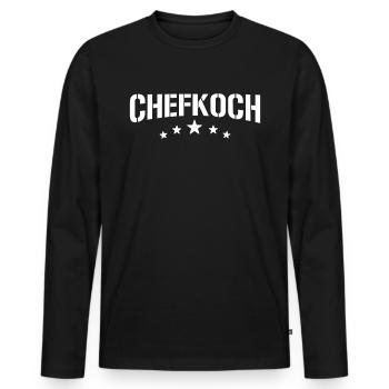 Chefkoch - Männer Premium Bio Langarmshirt - Schwarz - Vorne - Nico (187cm)