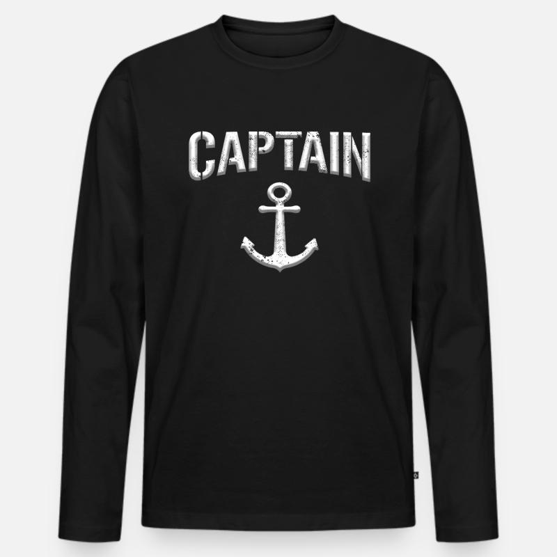 Kapitän Captain - Männer Premium Bio Langarmshirt - Schwarz
