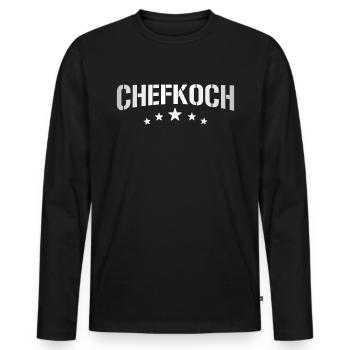 Chefkoch - Männer Premium Bio Langarmshirt - Schwarz - Vorne - Nico (187cm)
