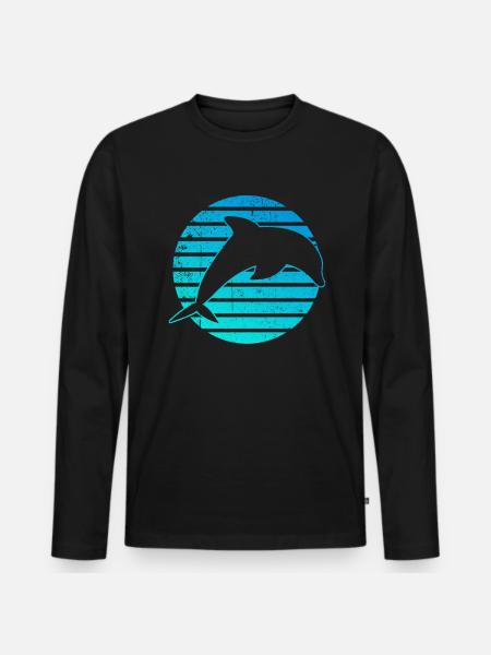 Delfin Wal Logo - Männer Premium Bio Langarmshirt - Schwarz