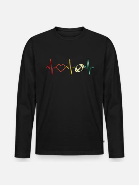 Football Heartbeat Retro - Men's Premium Organic Long Sleeve Shirt - black