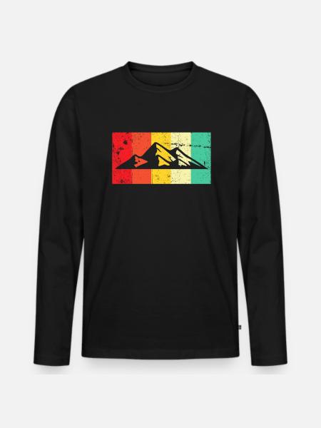 Berg Berge Reto - Männer Premium Bio Langarmshirt - Schwarz