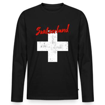 Suisse Suisse - T-shirt manches longues Premium bio Homme - noir - Devant - Nico (187cm)