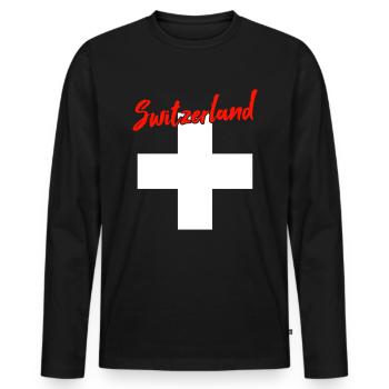 Suisse Suisse - T-shirt manches longues Premium bio Homme - noir - Devant - Nico (187cm)