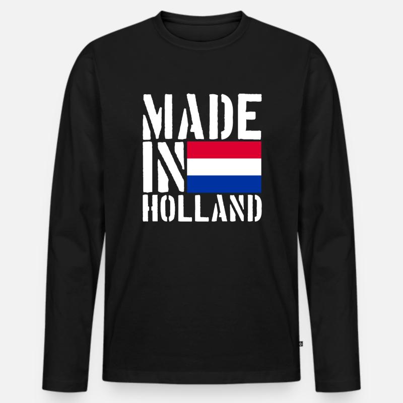 Holland Holländer Lustiger Spruch - Männer Premium Bio Langarmshirt - Schwarz