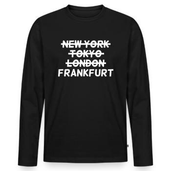 Frankfurt - Männer Premium Bio Langarmshirt - Schwarz - Vorne - Nico (187cm)
