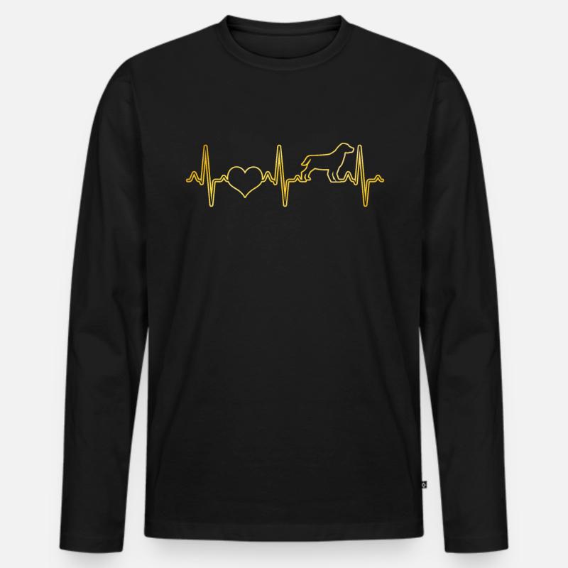 Hund Herzschlag - Männer Premium Bio Langarmshirt - Schwarz