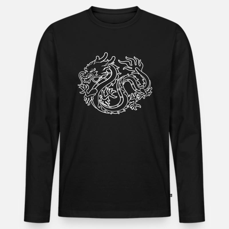 chinesischer Drache - Männer Premium Bio Langarmshirt - Schwarz